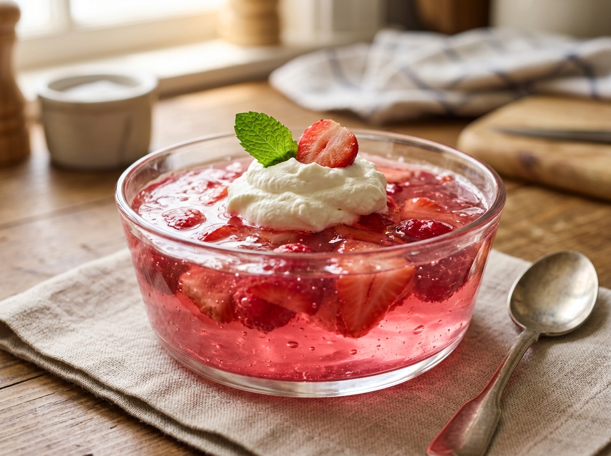 Unflavored gelatin powder and measuring tools laid out on a kitchen counter